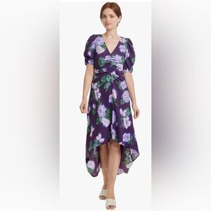 New A New Day Crepe Short Sleeve Midi Floral Dress